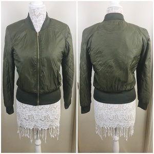 LAST DAY TO PURCHASE! Forest Green Bomber Jacket Size M
